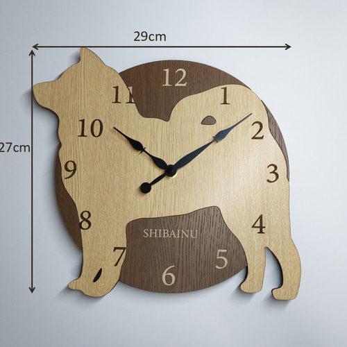 木とワンちゃん　はみ出しワンちゃん　壁掛け時計　2点セット 期間限定値下げ3000円引き】【名前入れ】ワンちゃん はみ出し壁掛け