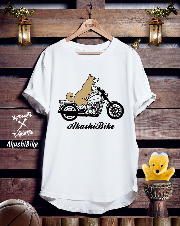 柴犬バイクTシャツ「AkashiBike」 1枚目の画像