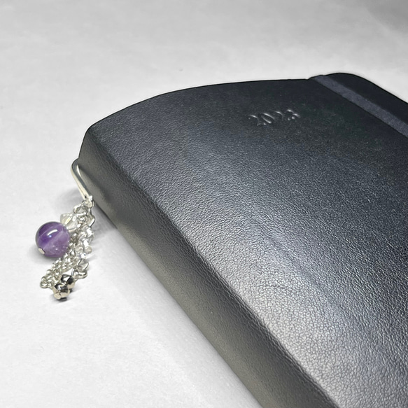 bookmarker：dream amethyst / ブックマーカー1：ドリームアメジスト×swarovski・ビーズ 4枚目の画像