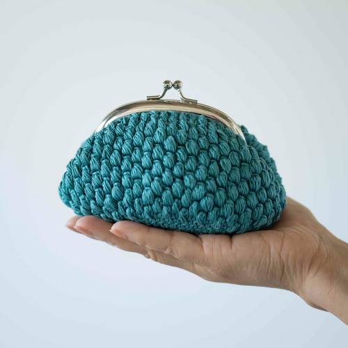 タイトル「プークリ ブルーグリーン」 がま口 TeccoNohhe テッコノッヘ