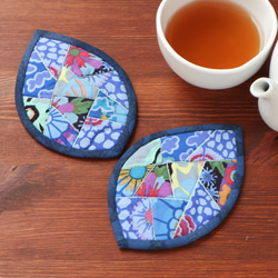 はっぱのコースター（2枚組） ～青の森～ 1枚目の画像