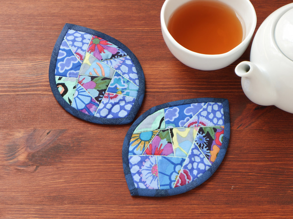 はっぱのコースター（2枚組） ～青の森～ 1枚目の画像