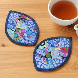 はっぱのコースター（2枚組） ～青の森～ 4枚目の画像