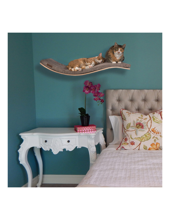 【空飛ぶ猫】シェルフA（ウェンジ・STONE）耐荷重25kg 大型猫　ベッド　 キャットシェルフ リフォーム 7枚目の画像