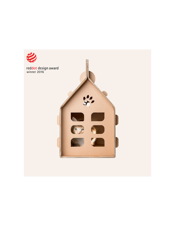 即納｜レッドドット2016受賞 簡易ペットキャリー キャットハウス 猫ベッド 段ボール 6枚目の画像