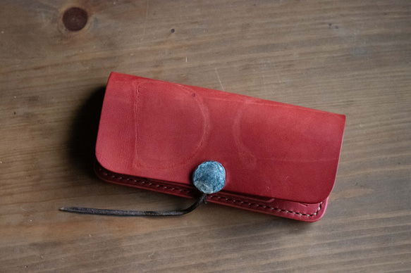 赤いお財布　レザーウォレット　leather wallet 1枚目の画像