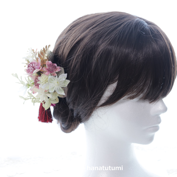 髪飾り ＆ コサージュ　和モダン　お花飾りシリーズ 5枚目の画像