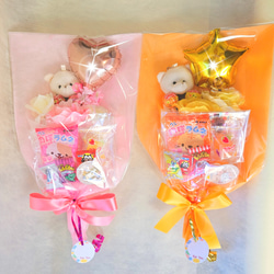 キャンディブーケ☆くまさんとバルーン(文字入れ可)☆透明ギフトバッグ付き 3枚目の画像