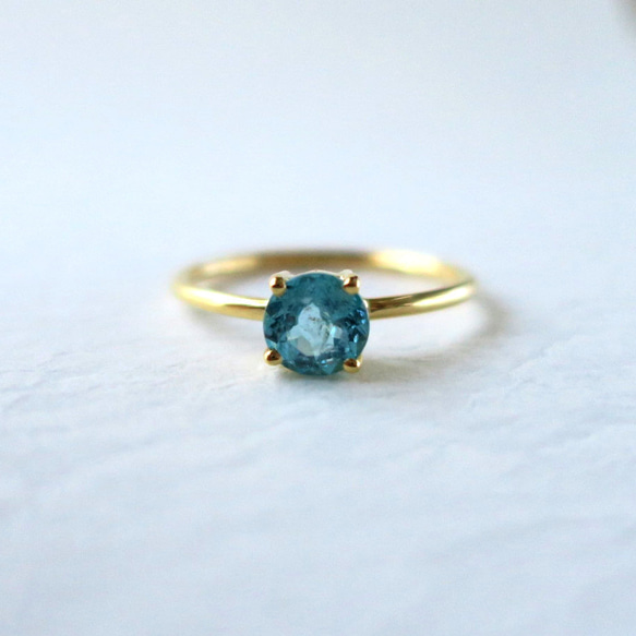 パライバカラー アパタイト K18 リング #11 0.63ct paraiba color apatite ring 2枚目の画像