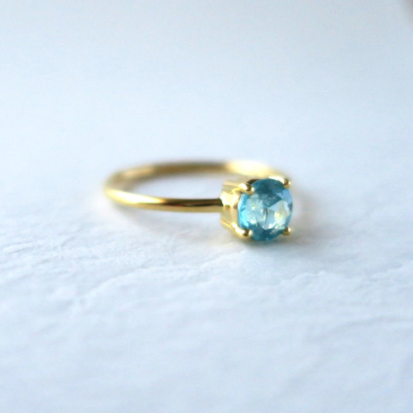 パライバカラー アパタイト K18 リング #11 0.63ct paraiba color apatite ring 3枚目の画像