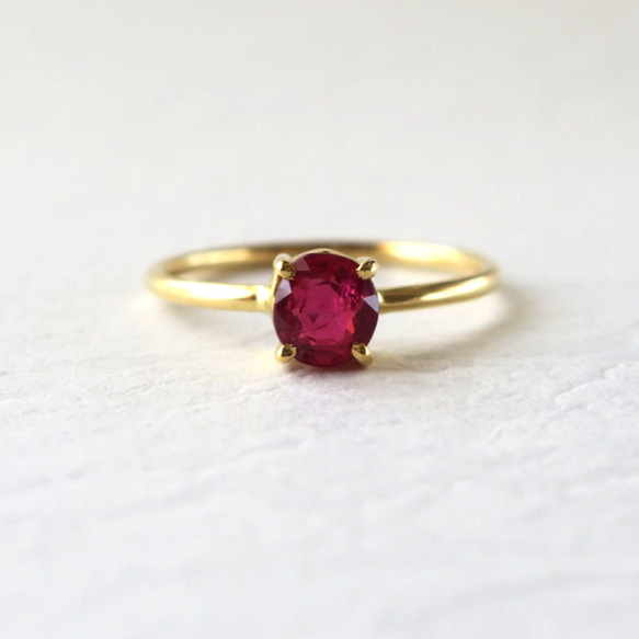 非加熱 レッドアパタイト K18 リング red apatite ring  0.55ct #11 1枚目の画像