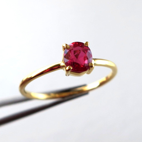 非加熱 レッドアパタイト K18 リング red apatite ring  0.55ct #11 4枚目の画像