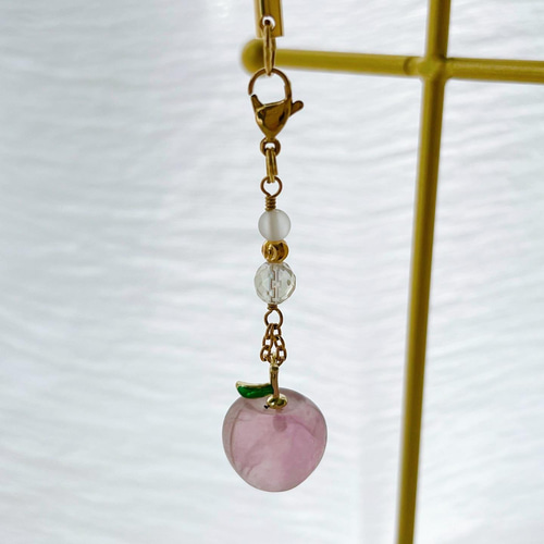 charm〗りんご フローライト ストラップ チャーム リンゴ charm〗りんご フローライト ストラップ チャーム リンゴ