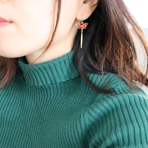 【特集掲載】彼岸花　ピアス/イヤリング 3枚目の画像