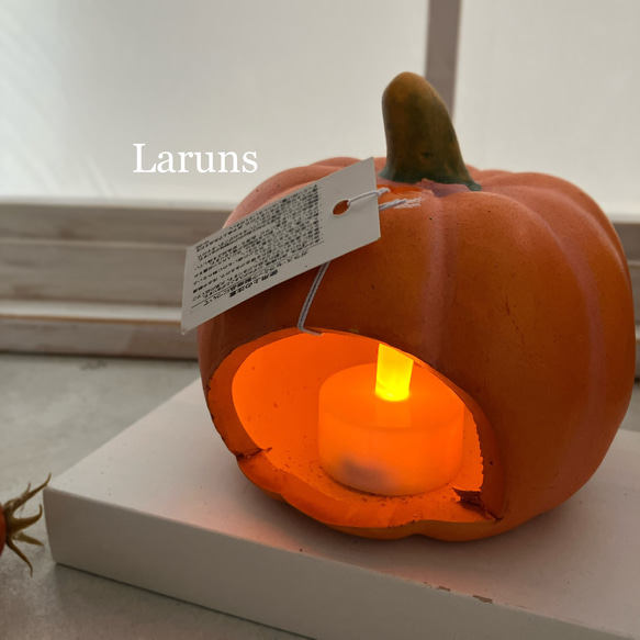 かぼちゃのオブジェ　ジャックパンプキンランタン　陶器です　ハロウィングッズ2023 キャンドル立てにも 5枚目の画像