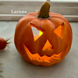 かぼちゃのオブジェ　ジャックパンプキンランタン　陶器です　ハロウィングッズ2023 キャンドル立てにも 12枚目の画像