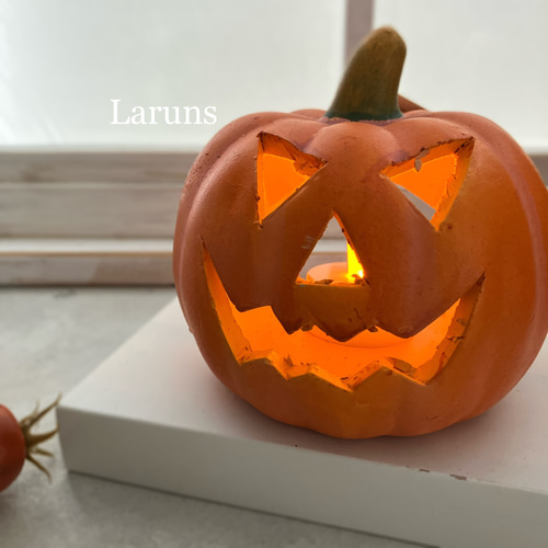 かぼちゃのオブジェ ジャックパンプキンランタン 陶器です ハロウィン