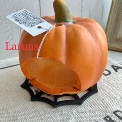 かぼちゃのオブジェ　ジャックパンプキンランタン　陶器です　ハロウィングッズ2023 キャンドル立てにも 9枚目の画像