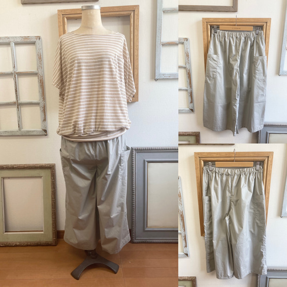 促銷價 ★ 工裝褲❤️ 3/4 長寬邊口袋褲 淺灰色（尺寸隨意 L - LL） 第2張的照片