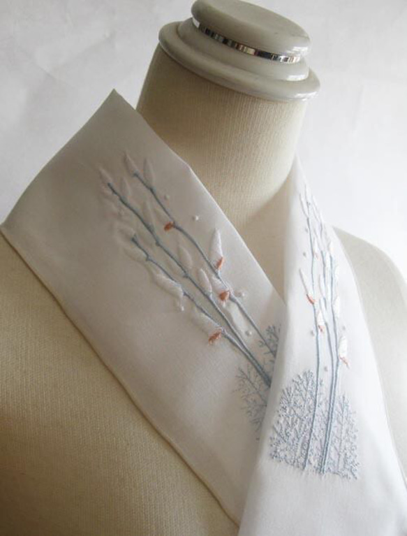 刺繍半襟：ネコヤナギ 6枚目の画像