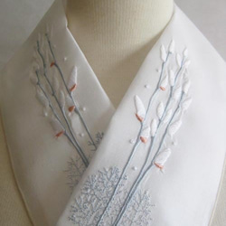 刺繍半襟：ネコヤナギ 5枚目の画像