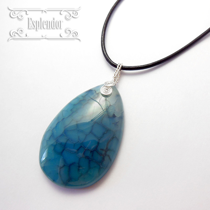 [Beautiful agate] 龍神の力 ドラゴンアゲート・本皮紐ペンダント K