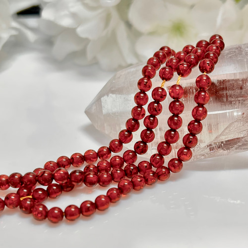 レア！ 4mm 4個 アンバー（琥珀） 天然 ラウンド 丸玉 ビーズ 無染色