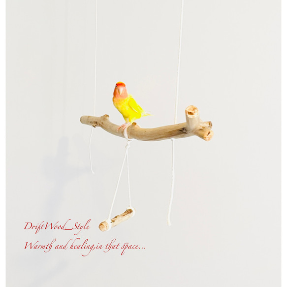 流木インテリア  シンプルな天然流木の小鳥の止まり木 吊り下げタイプ インコ 鳥 ブランコ 自然木 No.18 2枚目の画像