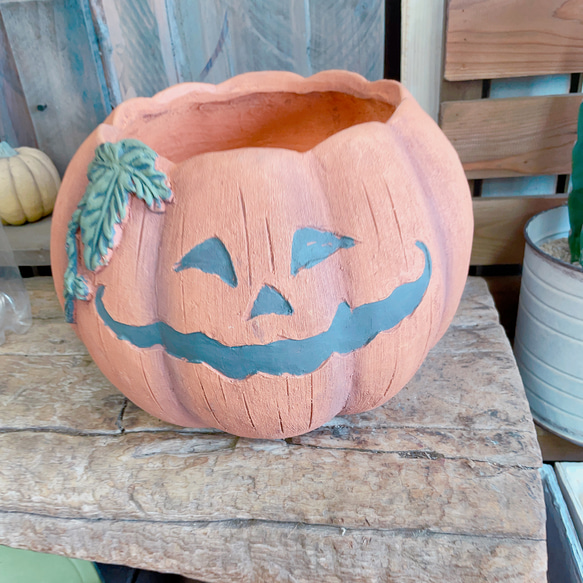 おみつ様 リメイク鉢 パンプキンプラ鉢 ハロウィン おみつ様 リメイク