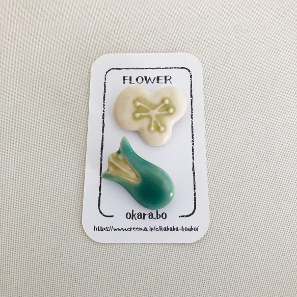 お花ブローチ　D　(本焼き　Brooch） 5枚目の画像