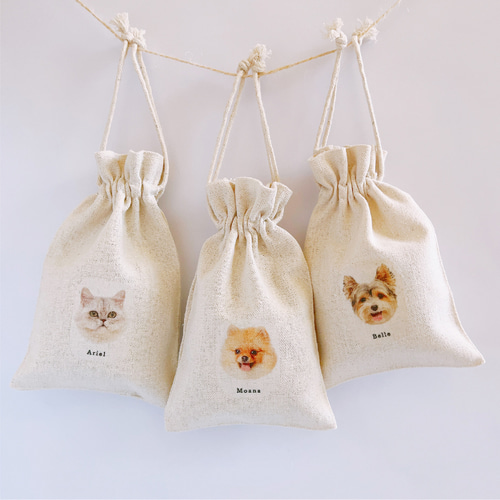 うちの子 コットンバッグ | 巾着袋 犬 猫 ペット 赤ちゃん