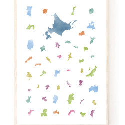 日本地図ポスター 北欧デザイン 都道府県 形 A4サイズ 2枚セット 5枚目の画像