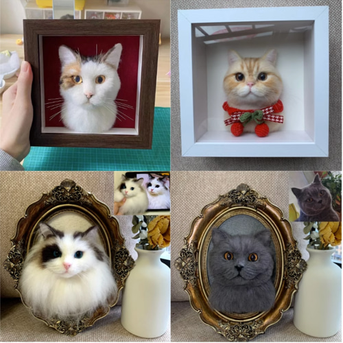 オーダー うちの子 羊毛フェルト フレーム 猫 枠猫 額縁 リアル