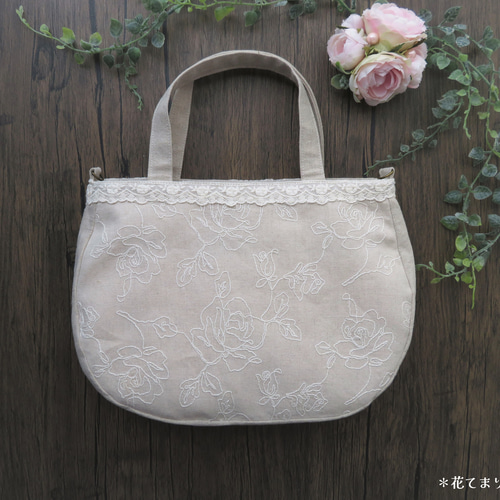 アンティーク風 ローズ＆レース パッチワークの2wayバッグ ～Rose