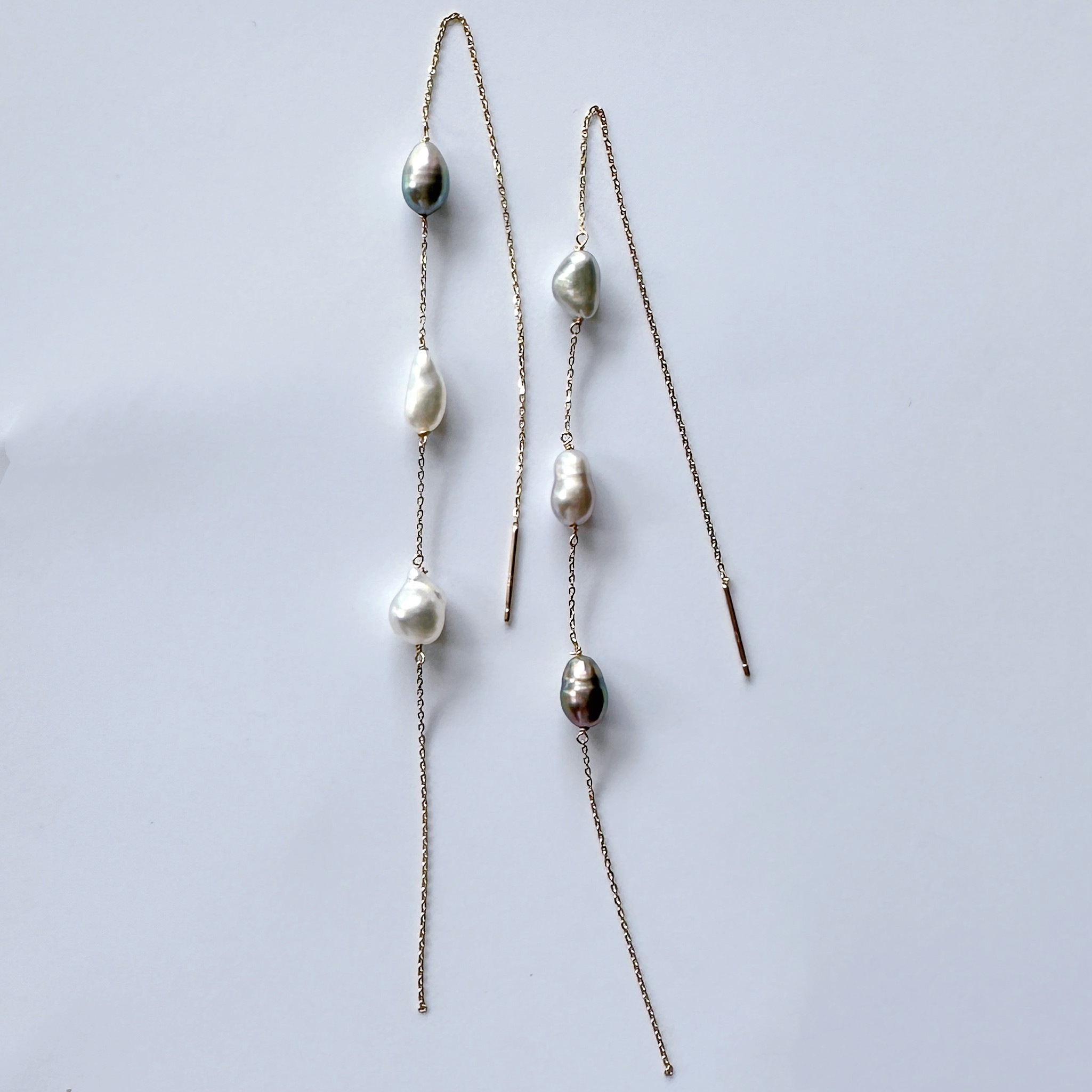 タヒチパール　ステーション　ロングチェーンピアス