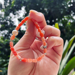 「 莫莫」 桃子莫莫珊瑚+ 天然珍珠 第1張的照片