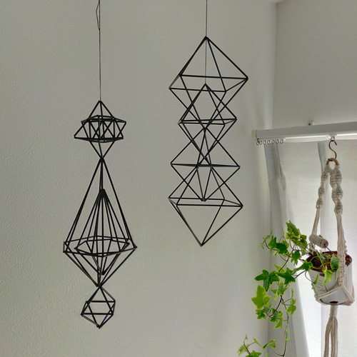 あや様 ご確認用 ヒンメリ 2点 ストローヒンメリ ブラック ☆ミニ2点セット☆ モビール ✫tamama