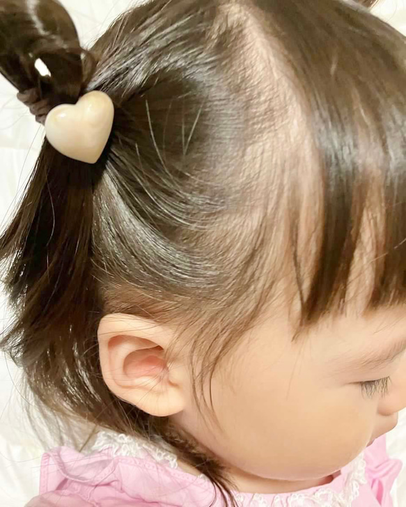 ベビー　ヘアゴム　キッズ　子供用　マーブルハート　ハート　プレゼント 2枚目の画像