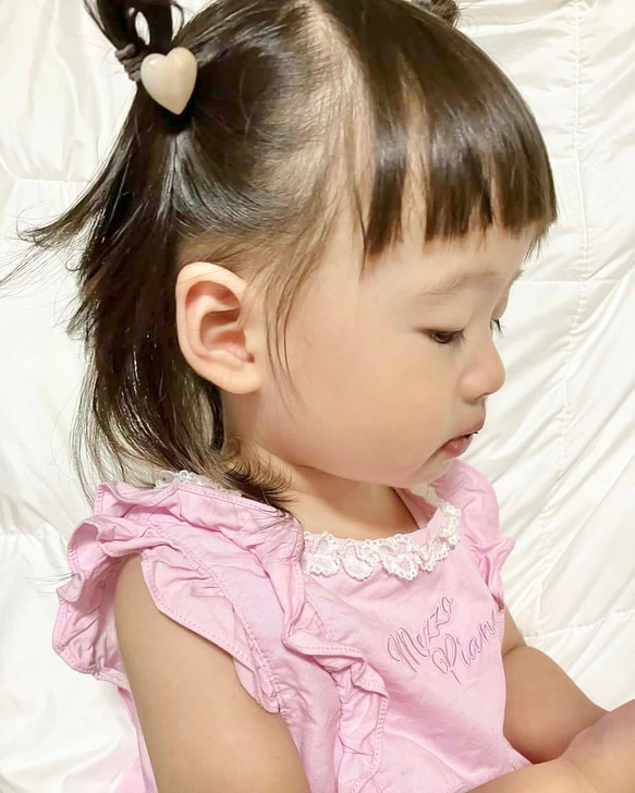 ベビー　ヘアゴム　キッズ　子供用　マーブルハート　ハート　プレゼント 3枚目の画像