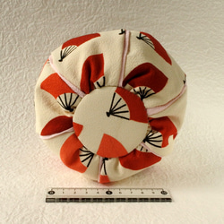 朱赤の扇子柄ポーチ巾着　sn-5 4枚目の画像