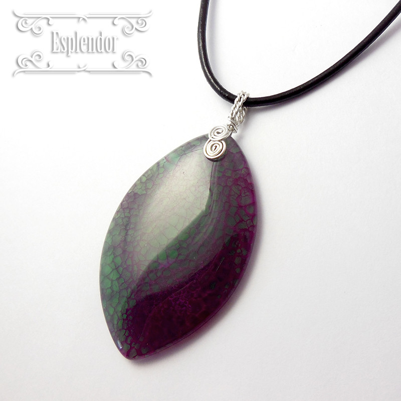 [Beautiful agate] 龍神の力 ドラゴンアゲート・本皮紐ペンダント X