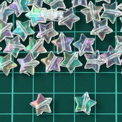 ビーズ スター 透明 11ｍｍ オーロラ 300個 フラット きらめく星型 アクセサリー 手芸 パーツ BD3147 5枚目の画像