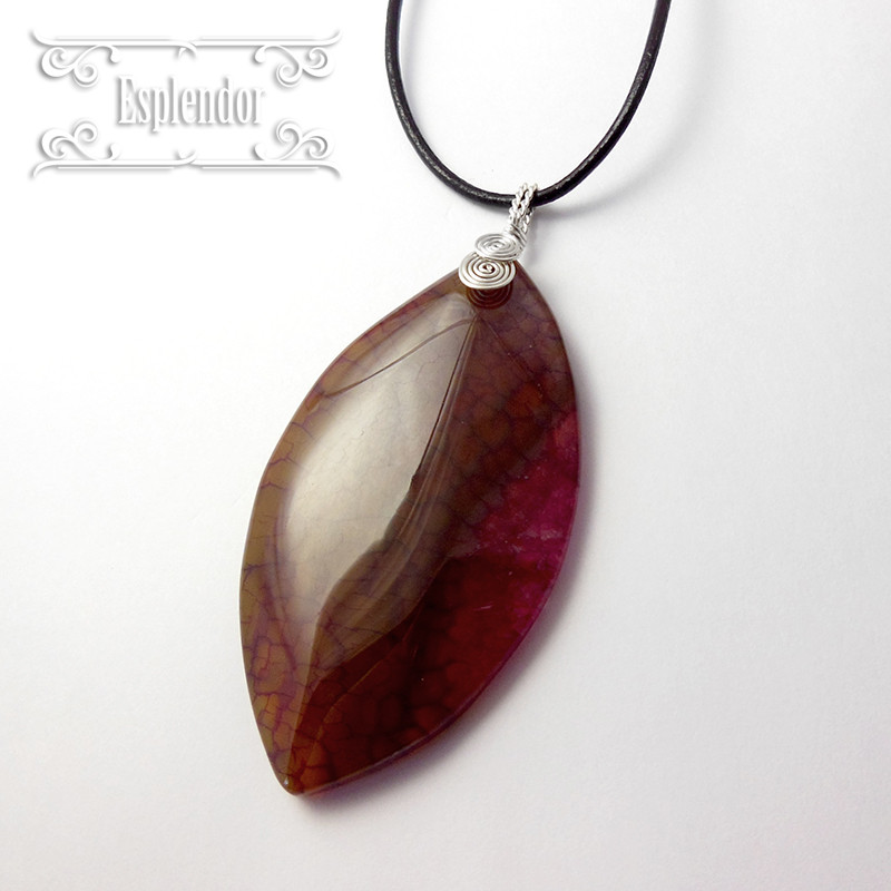 [Beautiful agate] 龍神の力 ドラゴンアゲート・本皮紐ペンダント Z