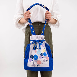 錢包手提包～菊花群青～帶角撐板的有機棉 由京都染色工廠製造 第2張的照片
