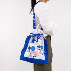 錢包手提包～菊花群青～帶角撐板的有機棉 由京都染色工廠製造 第5張的照片