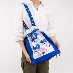錢包手提包～菊花群青～帶角撐板的有機棉 由京都染色工廠製造 第4張的照片