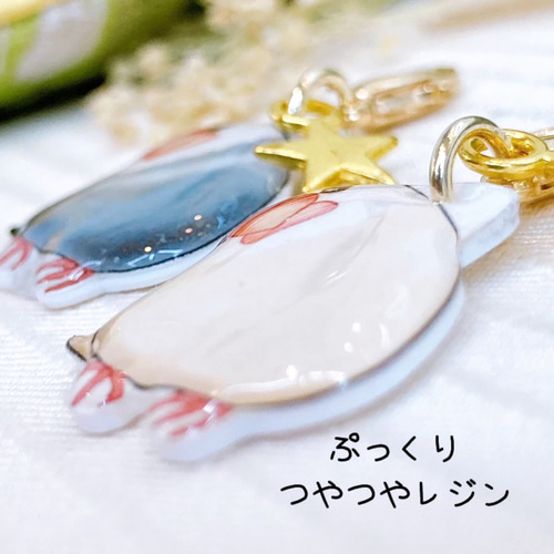 首かしげ文鳥 ストラップ チャーム 白文鳥 桜文鳥 シナモン文鳥