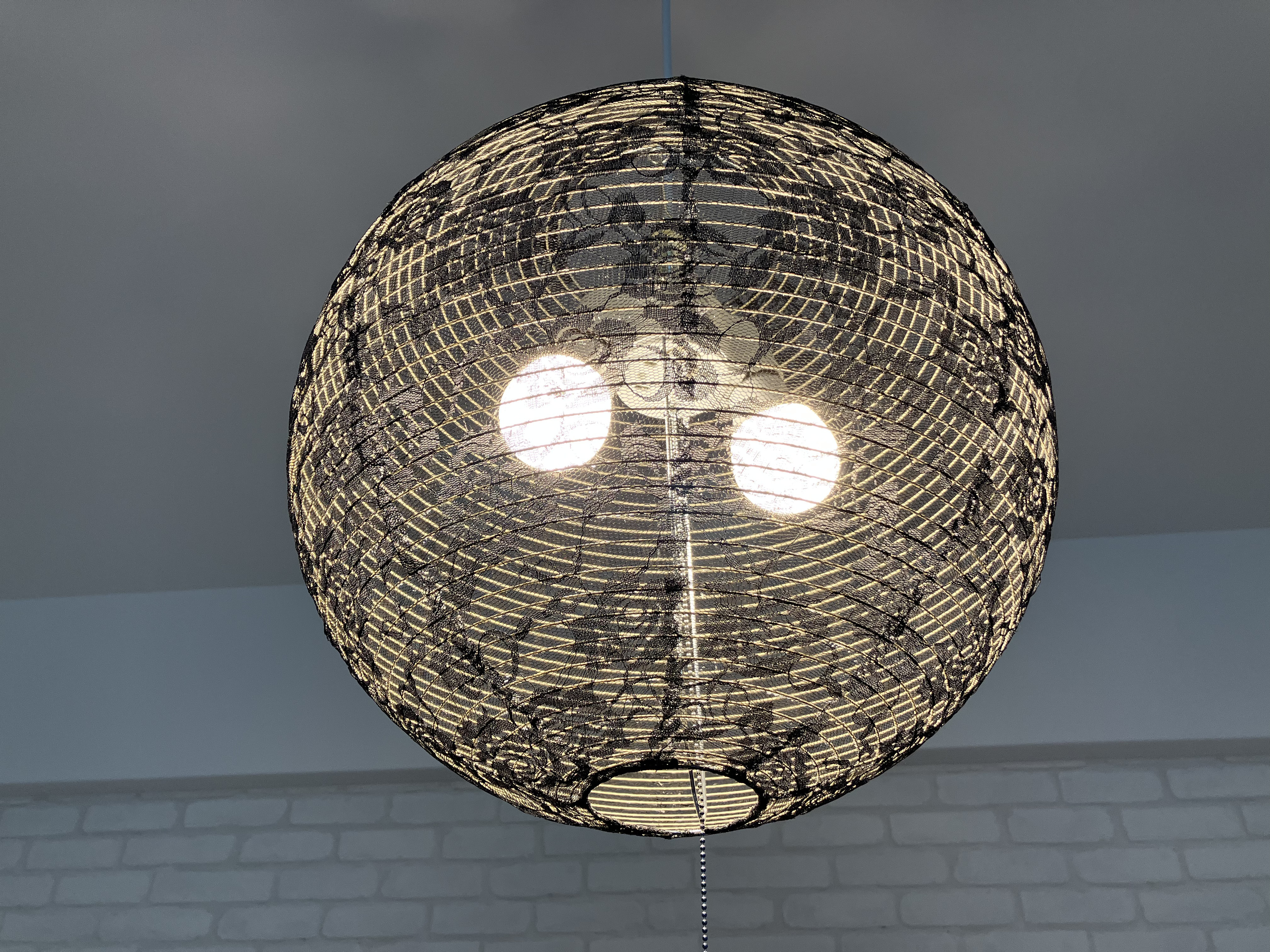 ◎お部屋を照らす、暮らしを彩る、凛として優しい黒◎ チュールレースペンダントライト ロゼノワール【受注製作】