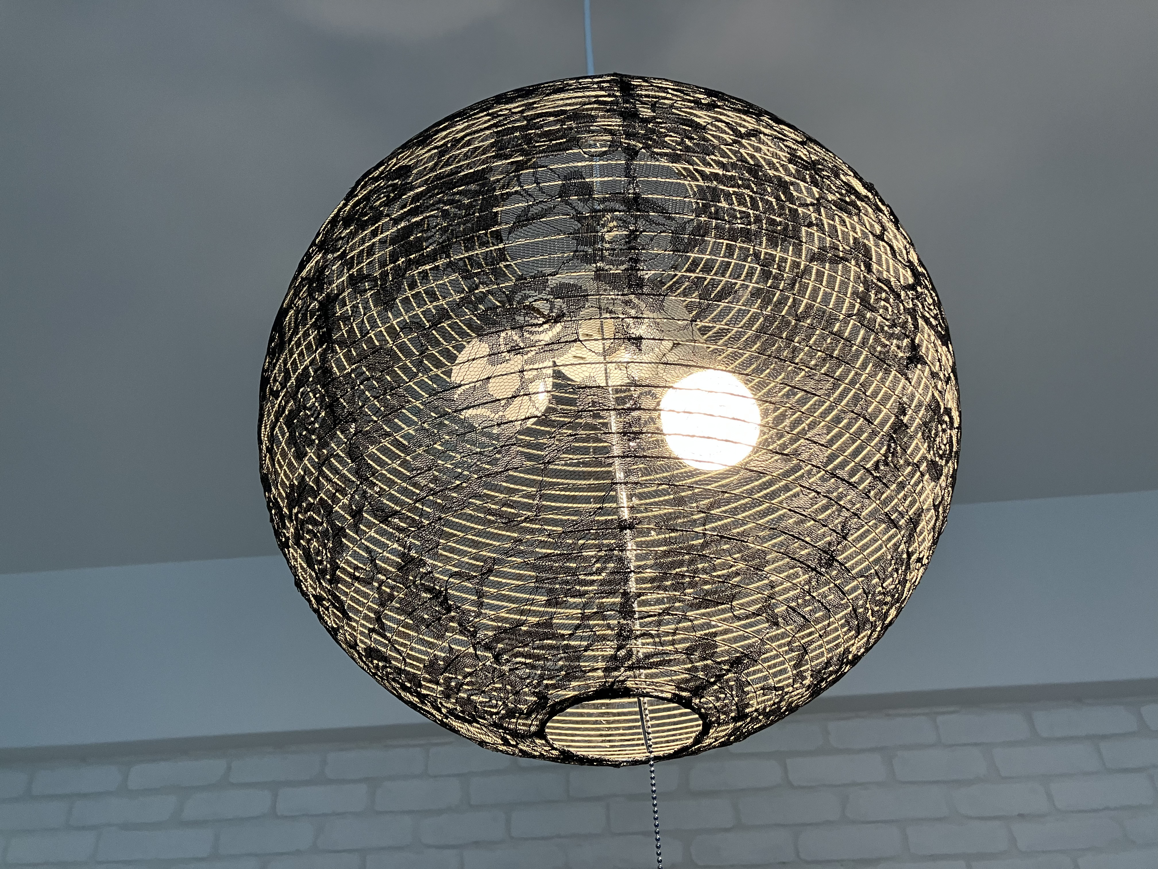 ◎お部屋を照らす、暮らしを彩る、凛として優しい黒◎ チュールレースペンダントライト ロゼノワール【受注製作】