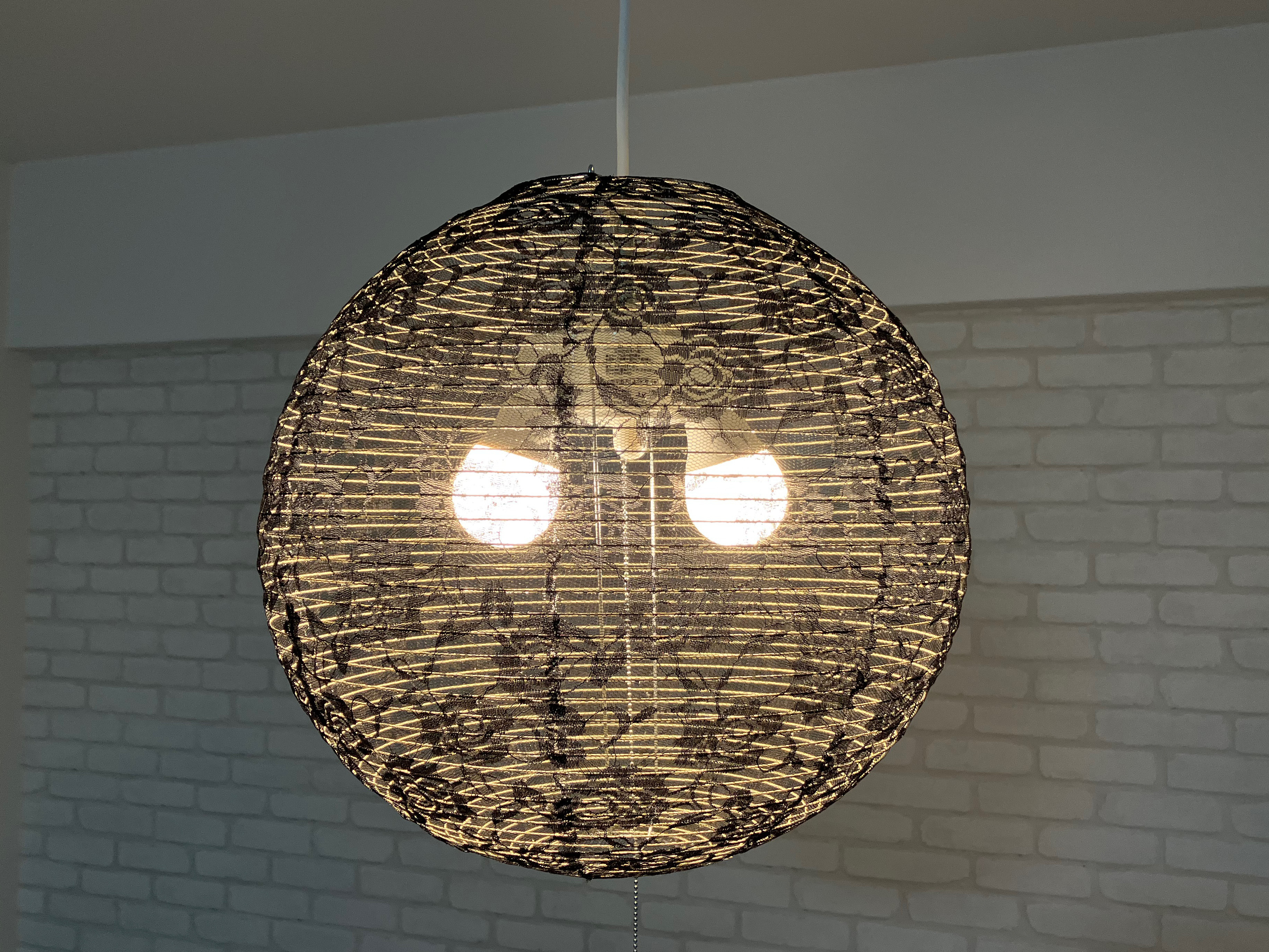 ◎お部屋を照らす、暮らしを彩る、凛として優しい黒◎ チュールレースペンダントライト ロゼノワール【受注製作】